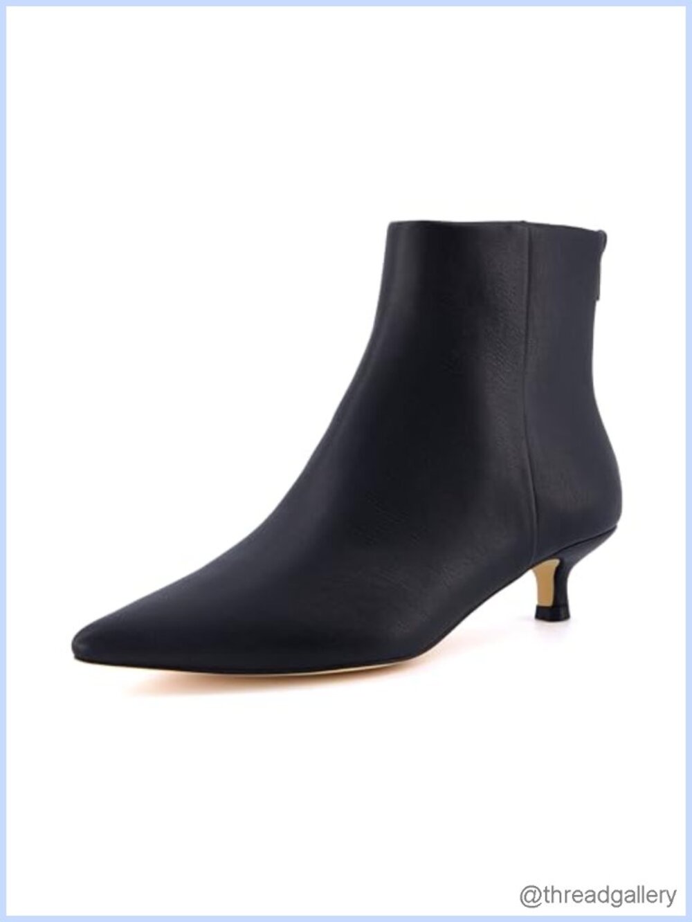 Womens Pointed Toe Kitten Heel Bootie Faux Leather Memory Foam Ankle Boots